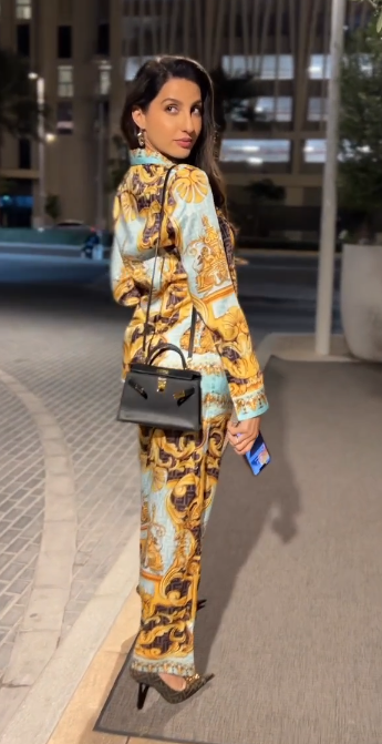 Baroque Luxe Satin Co-ord Set – Turquoise & Gold