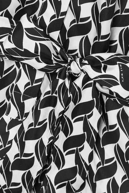 Monochrome Rhythm Midi Shirt Dress – Effortless Elegance in Black & White