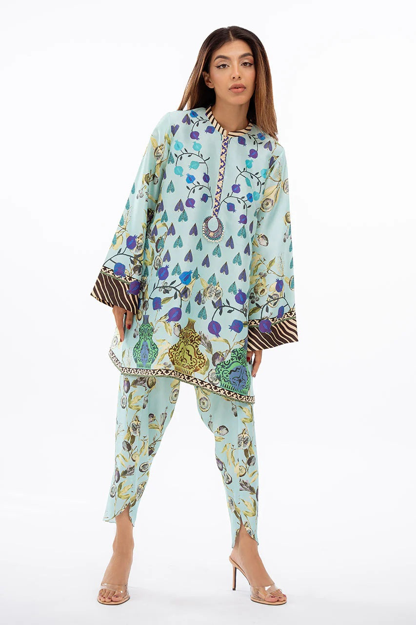 Azure Bloom Printed Co-ord Set – Sky Blue