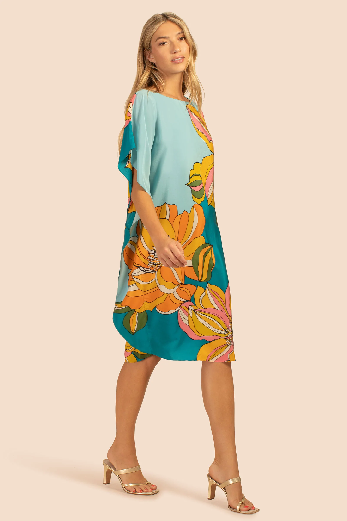 Tropical Bloom Short Kaftan Dress – Ocean Breeze &amp; Floral Elegance