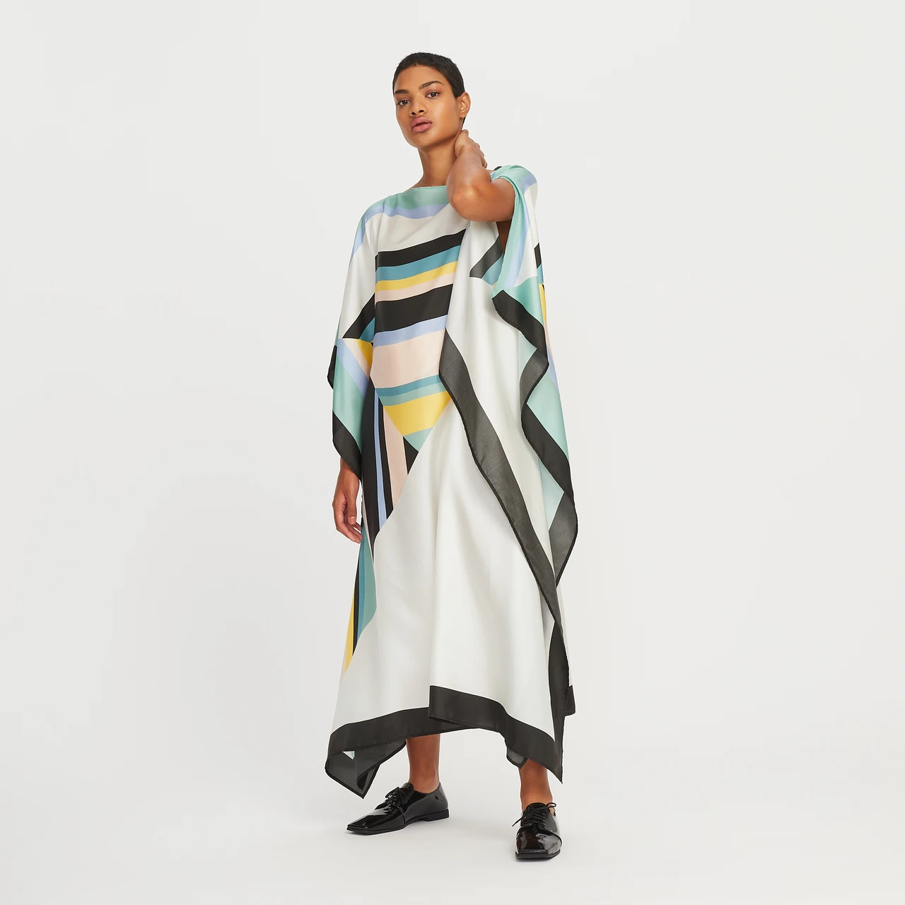 Chic Multicolor Stripe Flow Kaftan