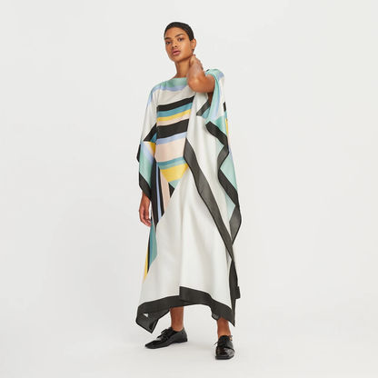 Chic Multicolor Stripe Flow Kaftan