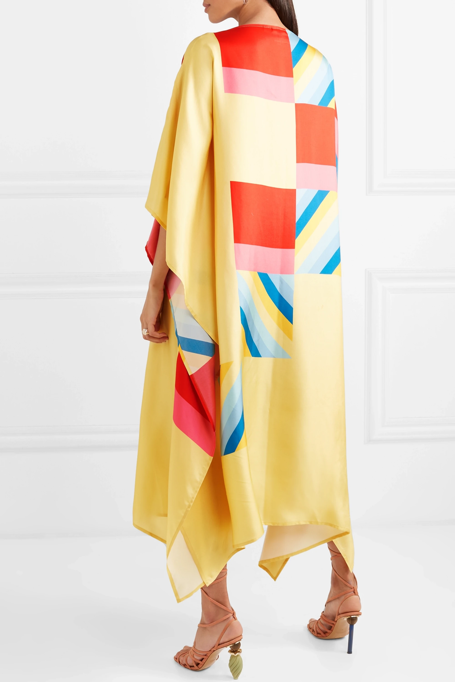 Vibrant Yellow Multicolor Block Print Kaftan