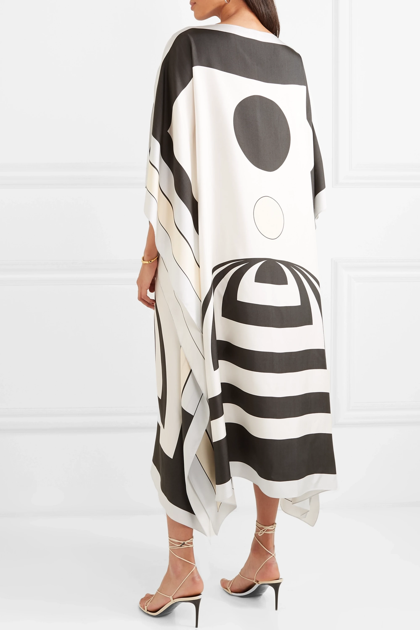 Chic Black & White Geometric Print Kaftan