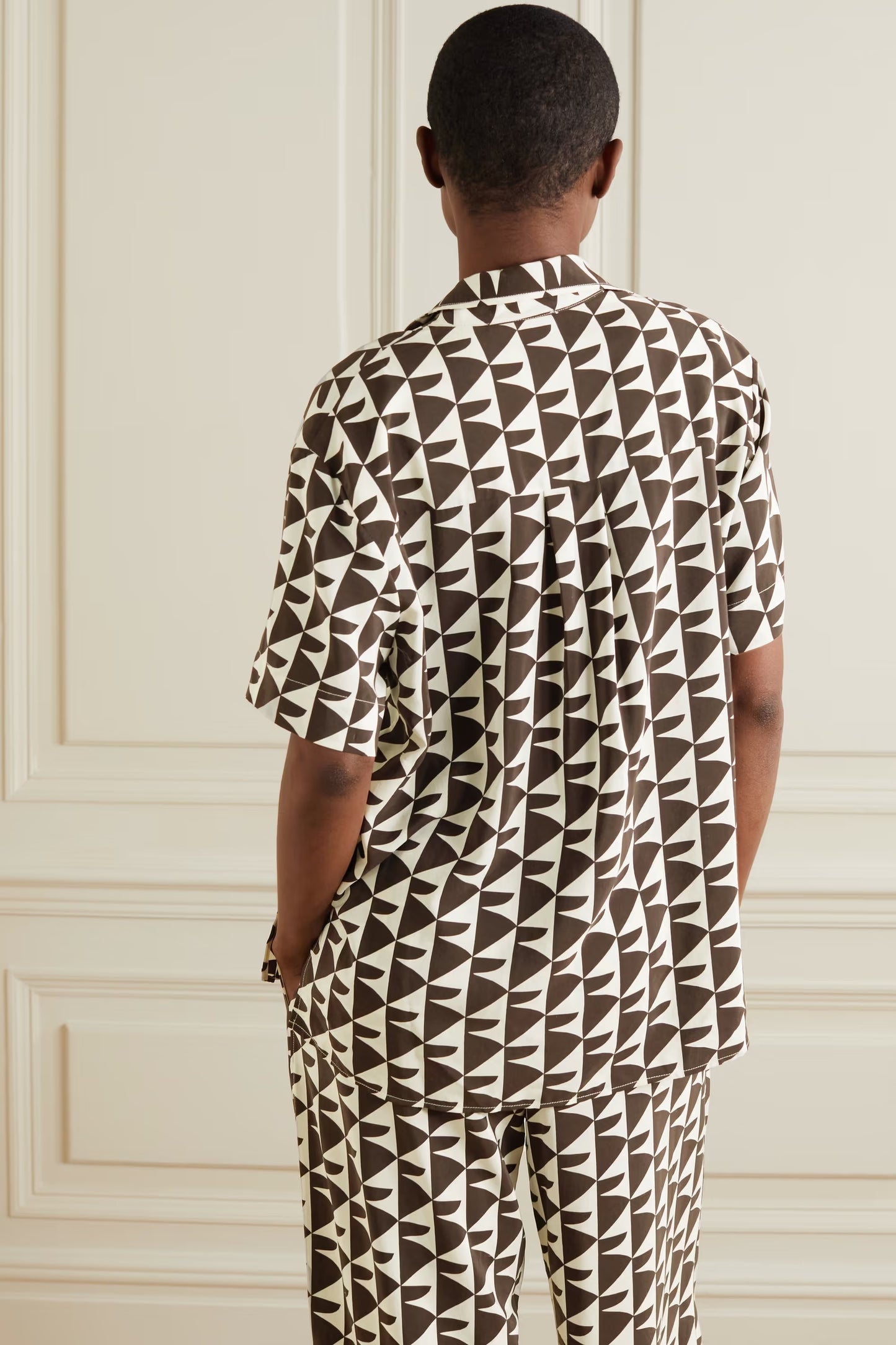 Geo Luxe Co-ord Set – Bold Brown & Ivory Pattern