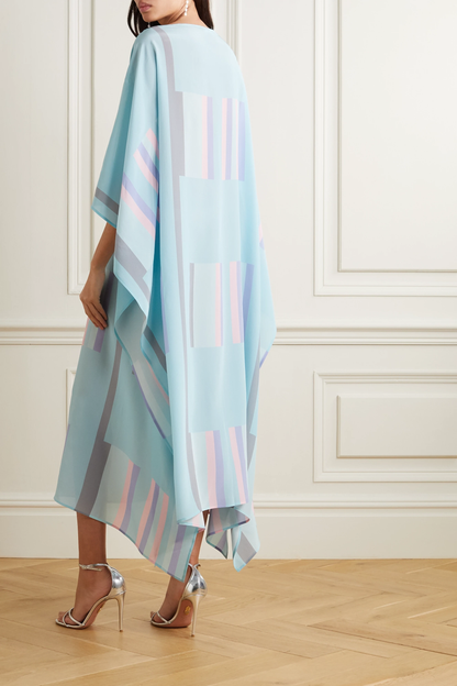 Pastel Blue Geometric Print Kaftan