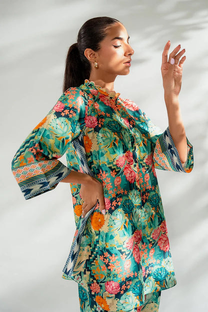 Bloom Essence Floral Co-ord Set – Green & Pink Variants