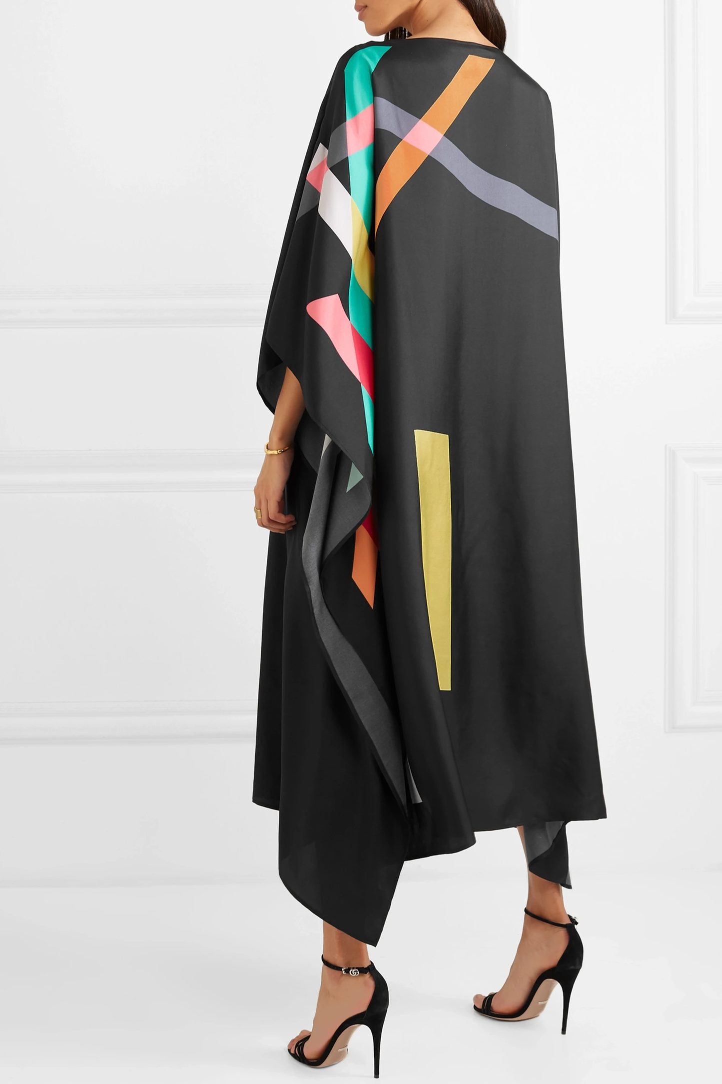 Modern Black Multicolor Abstract Kaftan