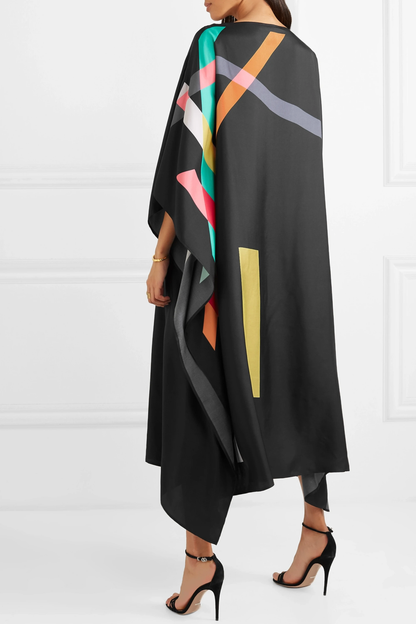 Modern Black Multicolor Abstract Kaftan