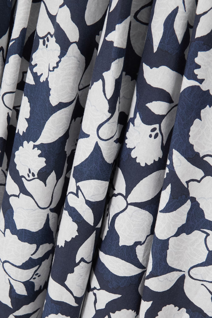 Midnight Bloom Halter Maxi Dress – Navy & White Floral