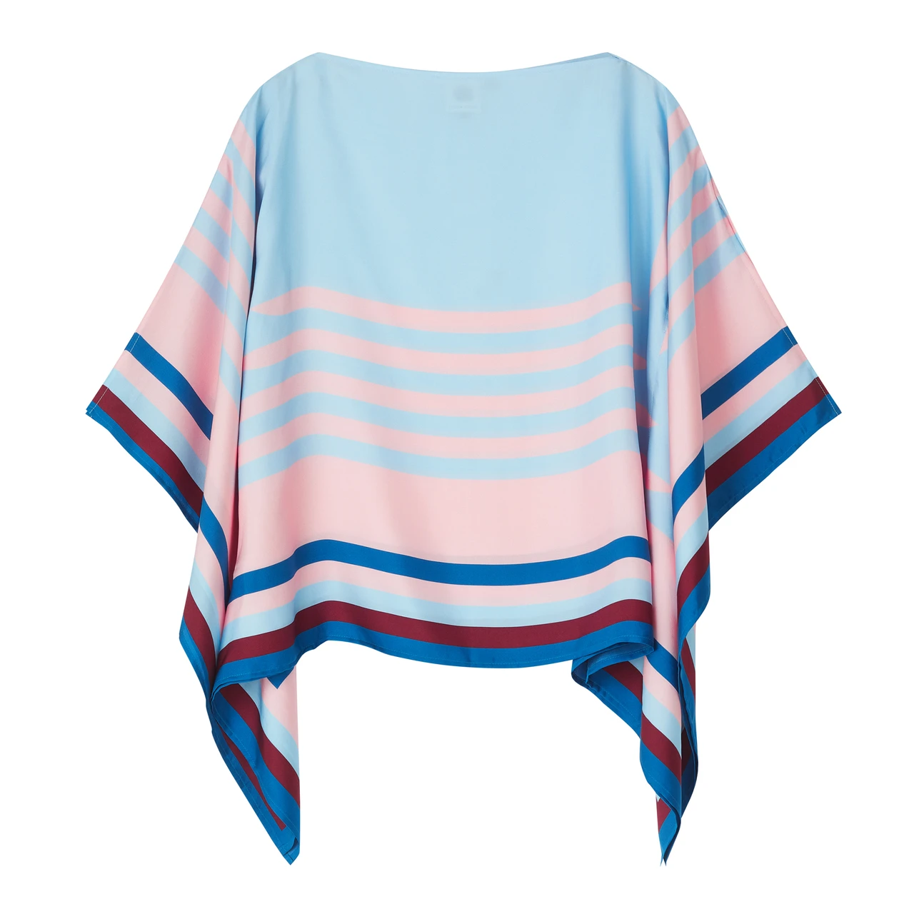 Pastel Blue & Pink Striped Silk Co-ord Set (Kaftan Top & Wide-Leg Pants)