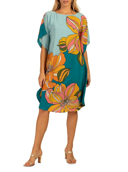 Tropical Bloom Short Kaftan Dress – Ocean Breeze &amp; Floral Elegance