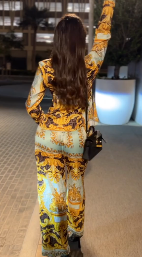 Baroque Luxe Satin Co-ord Set – Turquoise & Gold