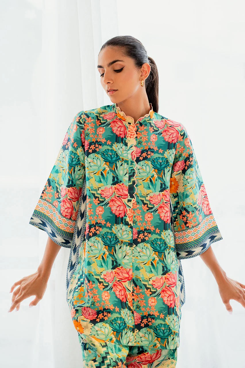 Bloom Essence Floral Co-ord Set – Green & Pink Variants