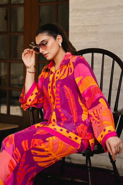 Crimson Tropic Printed Co-ord Set – Fuchsia & Tangerine