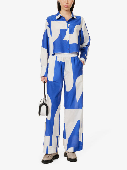 Electric Abstract Co-ord Set – Blue & White
