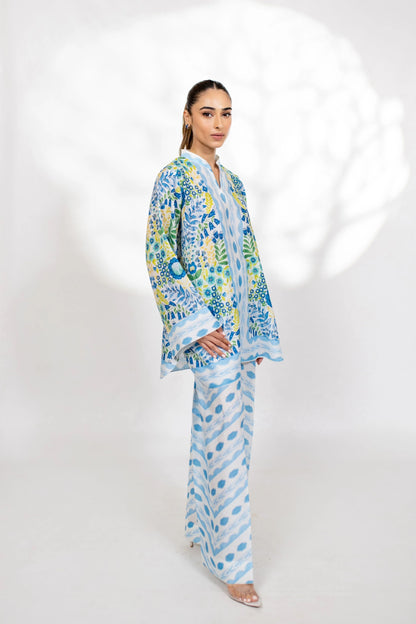 Azure Meadow Co-ord Set – Sky Blue & Lemon Floral
