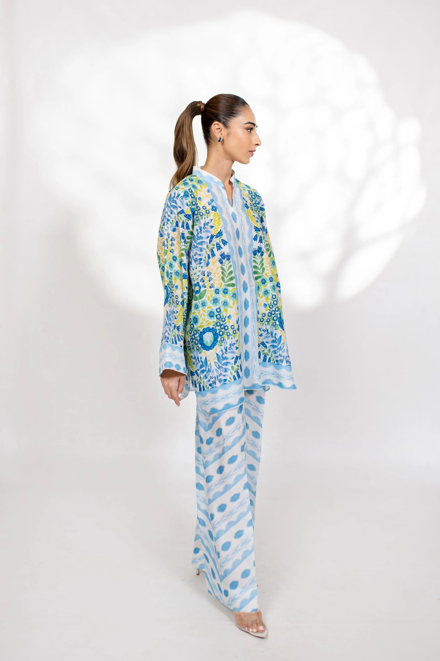 Azure Meadow Co-ord Set – Sky Blue & Lemon Floral
