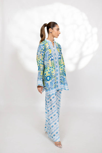Azure Meadow Co-ord Set – Sky Blue & Lemon Floral