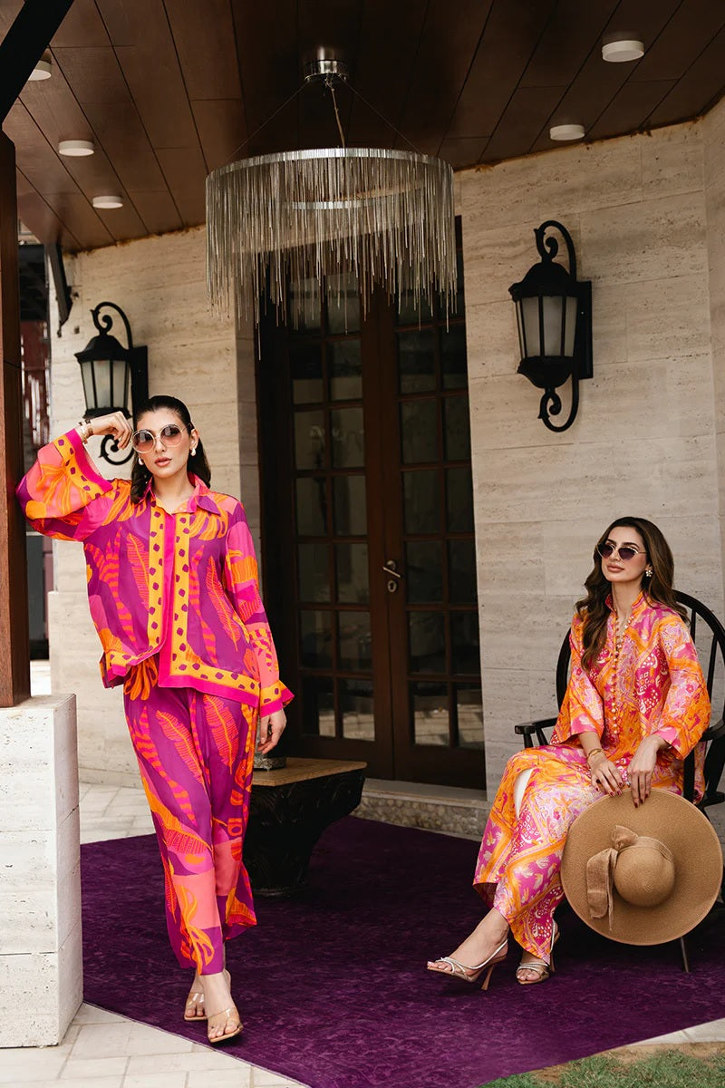 Crimson Tropic Printed Co-ord Set – Fuchsia & Tangerine