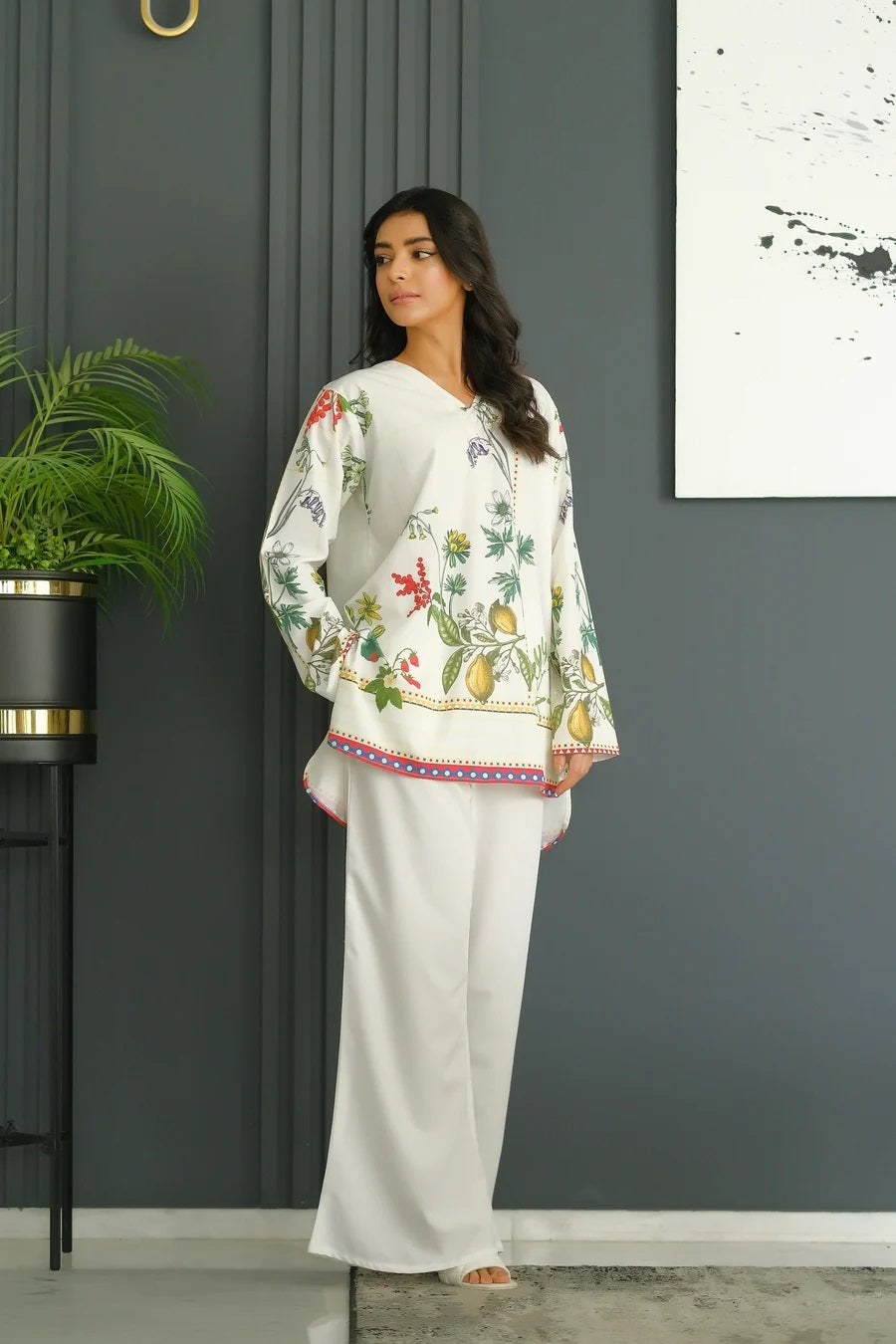 Citrus Garden Printed Co-ord Set – Ivory Botanical