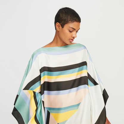 Chic Multicolor Stripe Flow Kaftan
