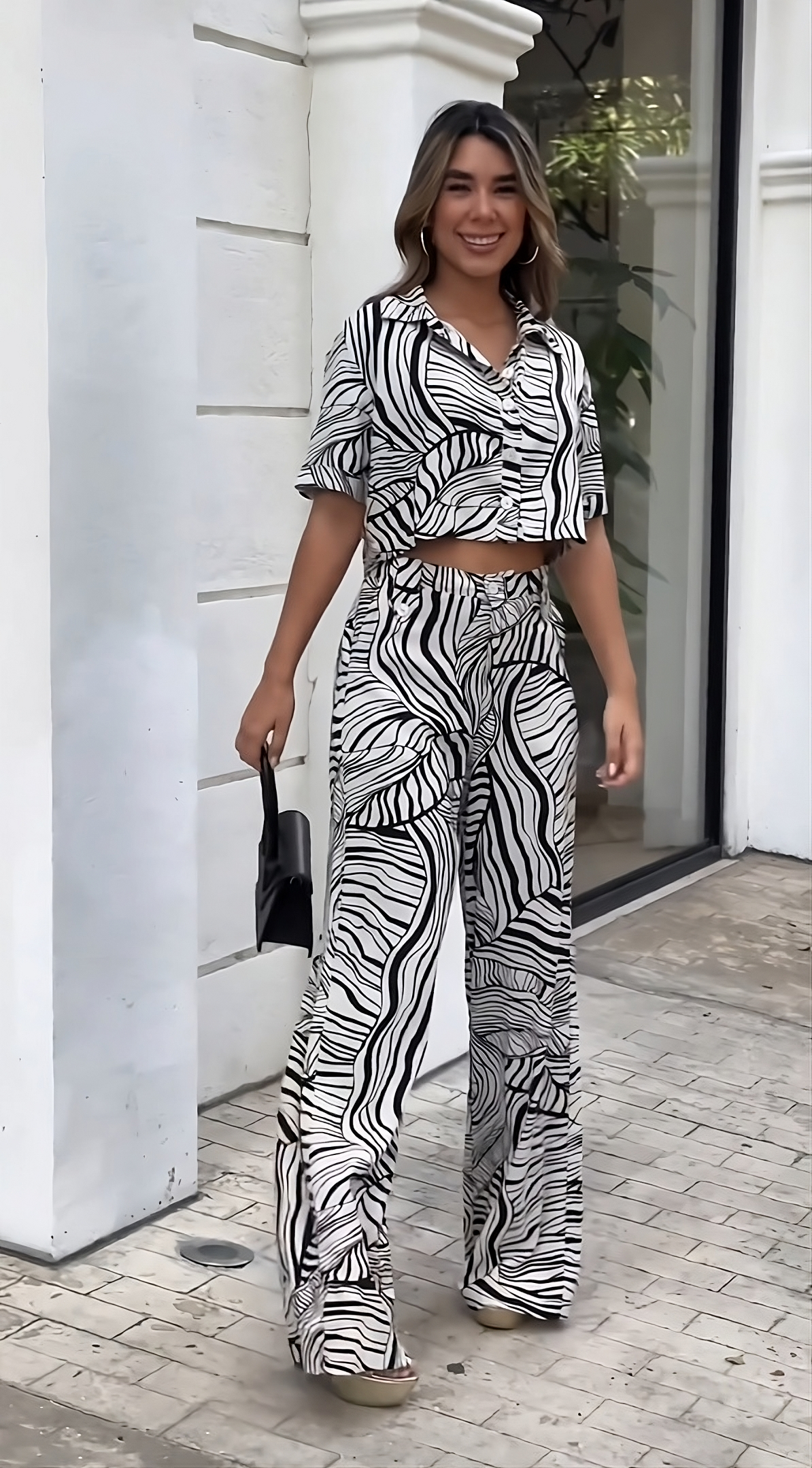 Zebra Wave Co-ord Set – Black & White