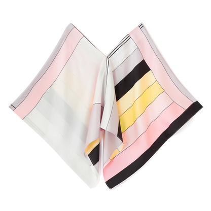 Pastel Wave Silk Kaftan Top with Black Pleated Wide-Leg Pants