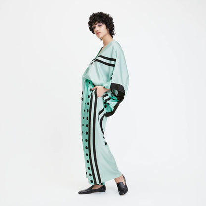 Mint Green Graphic Silk Co-ord Set – Contemporary Luxe