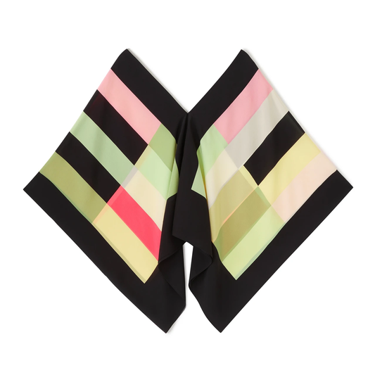 Multicolor Block Print Silk Co-ord Set (V-Neck Kaftan Top & Wide-Leg Pants)