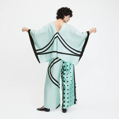 Mint Green Graphic Silk Co-ord Set – Contemporary Luxe