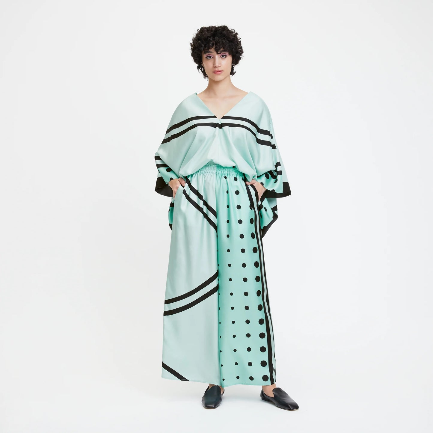 Mint Green Graphic Silk Co-ord Set – Contemporary Luxe