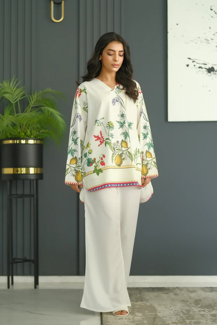 Citrus Garden Printed Co-ord Set – Ivory Botanical