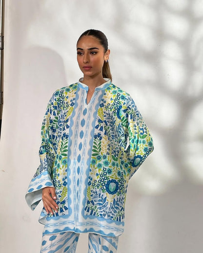 Azure Meadow Co-ord Set – Sky Blue & Lemon Floral