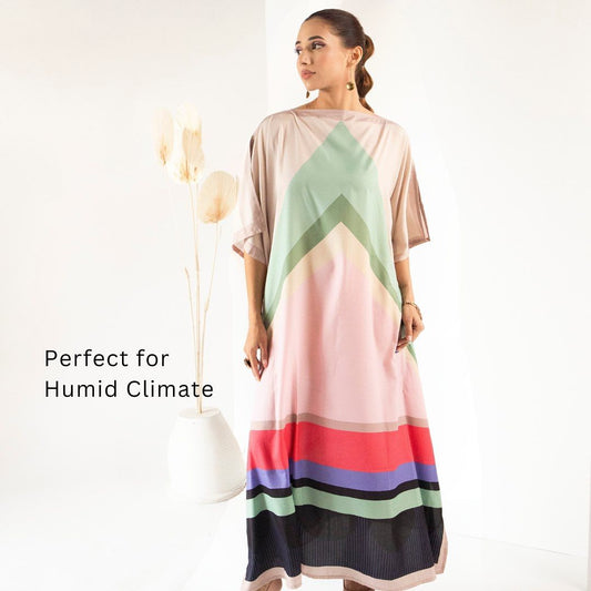 Pastel Multicolor Chevron Stripe Kaftan