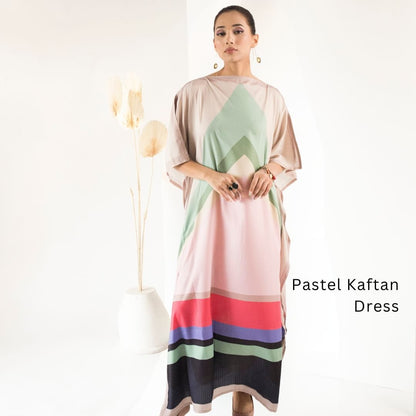 Pastel Multicolor Chevron Stripe Kaftan