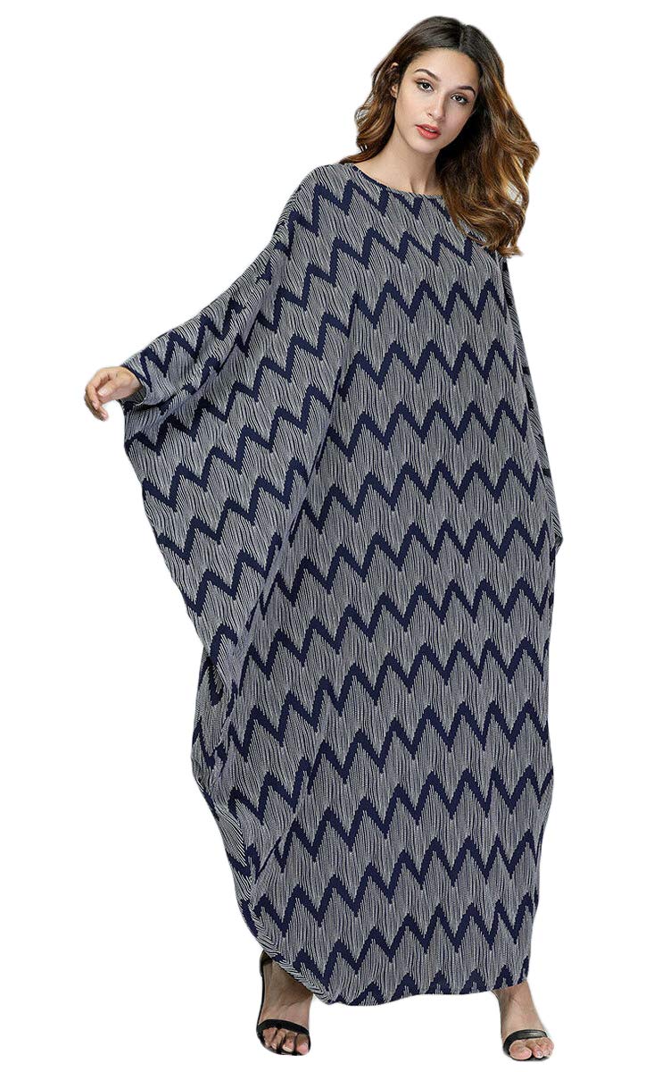 Chic Zigzag Print Oversized Kaftan