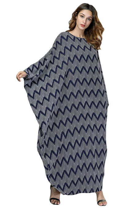 Chic Zigzag Print Oversized Kaftan
