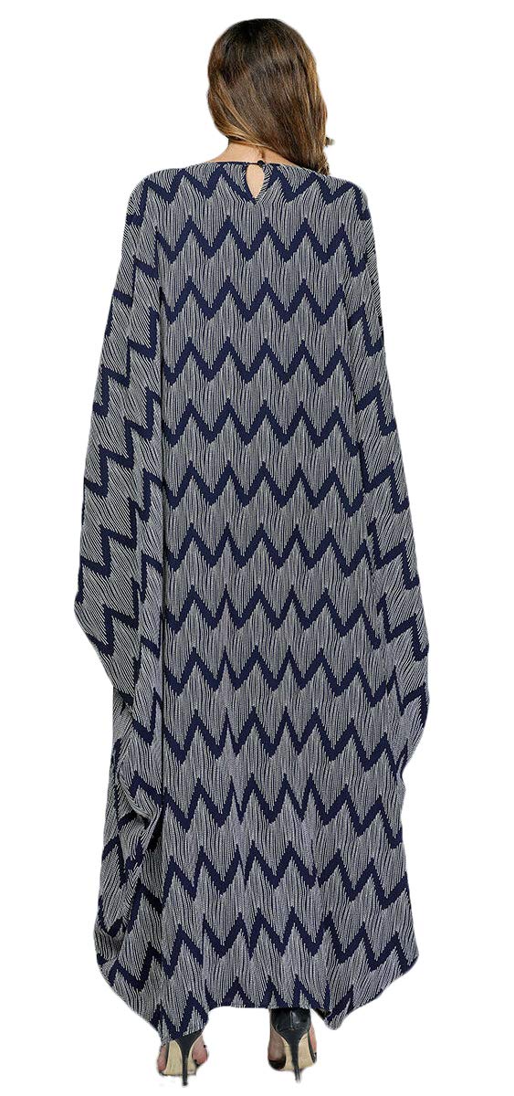 Chic Zigzag Print Oversized Kaftan