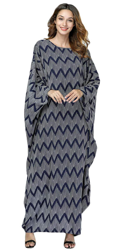 Chic Zigzag Print Oversized Kaftan