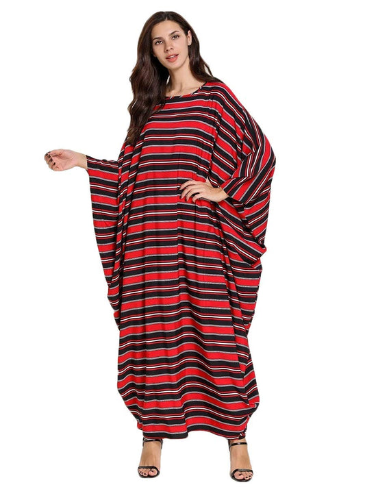 Bold Red & Black Striped Oversized Kaftan