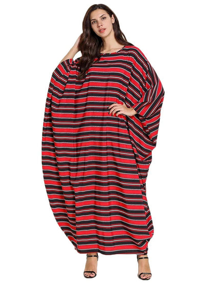 Bold Red & Black Striped Oversized Kaftan
