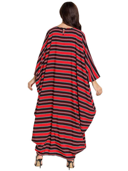 Bold Red & Black Striped Oversized Kaftan