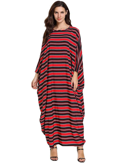 Bold Red & Black Striped Oversized Kaftan