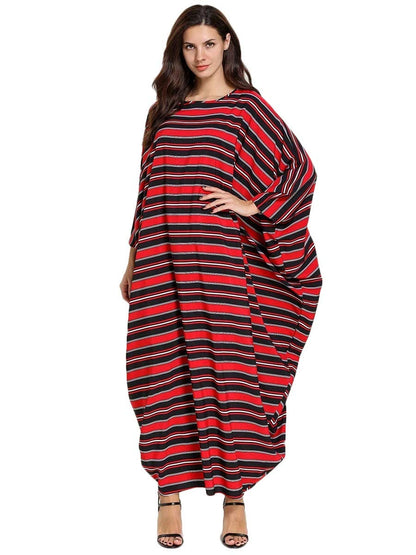 Bold Red & Black Striped Oversized Kaftan