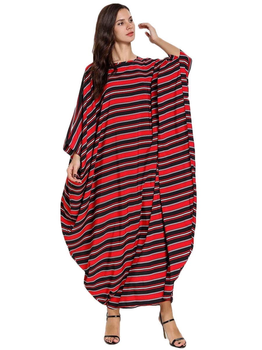 Bold Red & Black Striped Oversized Kaftan