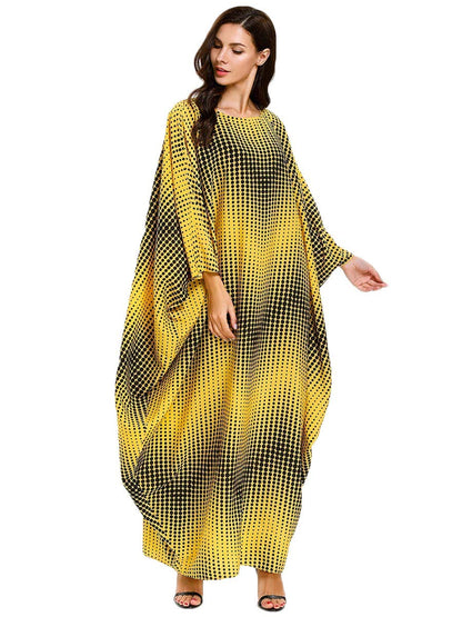 Vibrant Yellow & Black Gradient Oversized Kaftan