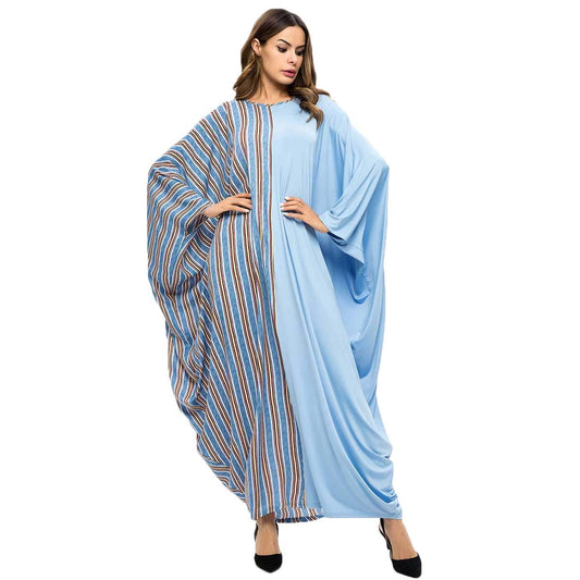 Elegant Sky Blue Dual Pattern Oversized Kaftan