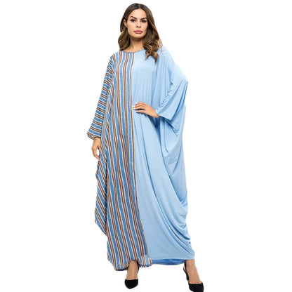 Elegant Sky Blue Dual Pattern Oversized Kaftan