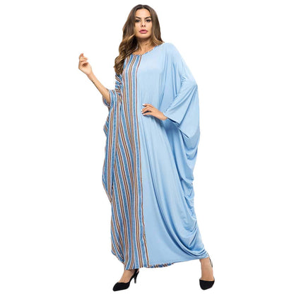 Elegant Sky Blue Dual Pattern Oversized Kaftan
